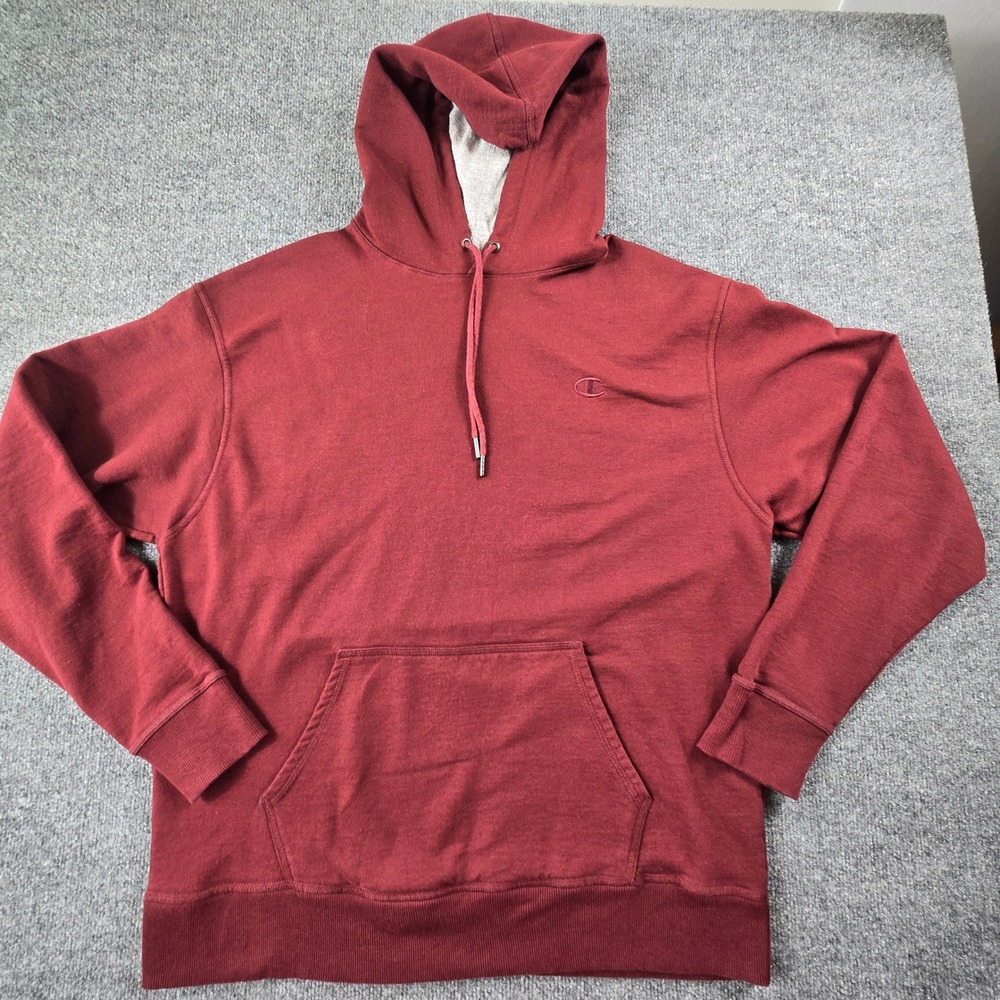 Champion Hoodie Men XL Maroon Embroidered Logo Pullover (C1)
